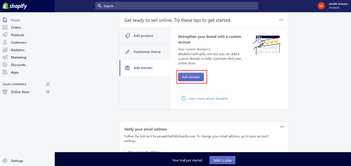 How to connect domain with Shopify ecommerce website?