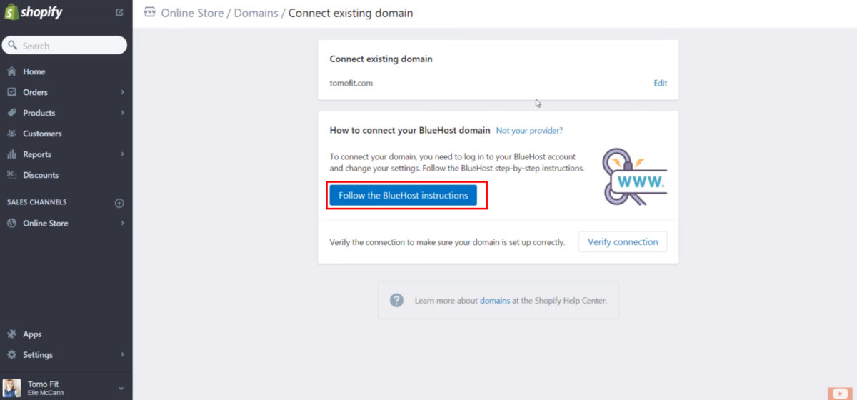 How to connect domain with shopify ecommerce website