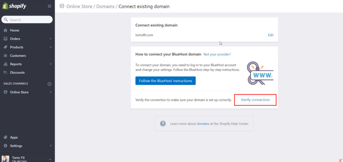 How to connect domain with shopify ecommerce website